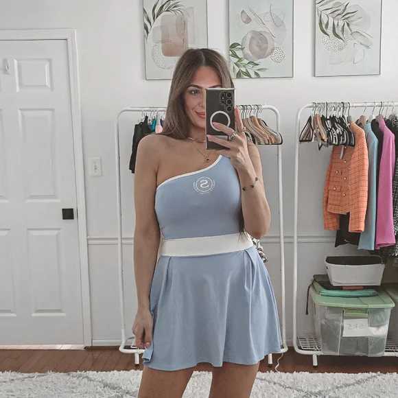 Slazenger Blue Obe Shoulder Mini Tennis Dress Size 4 - Picture 4 of 11